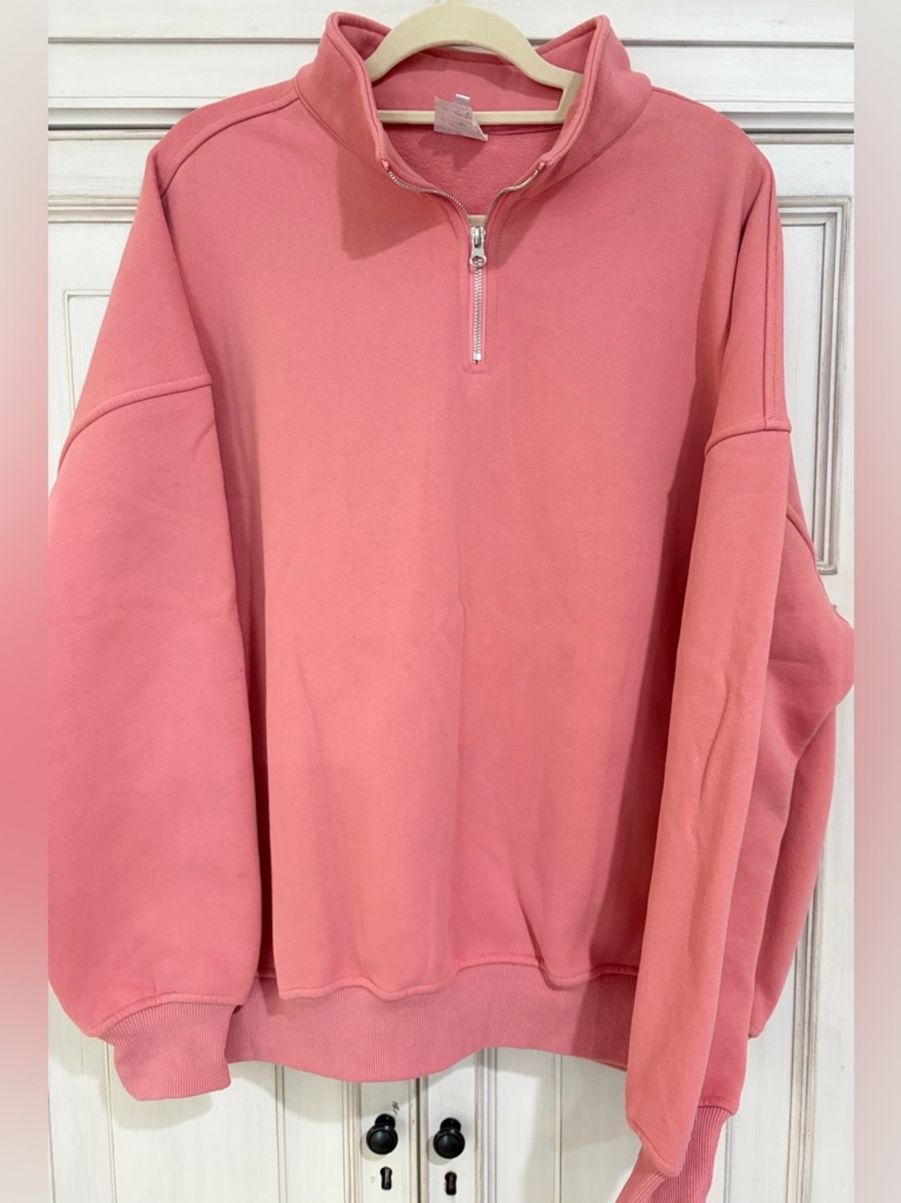 PRELOVED worn once SZ L Sun-kissed Coconut Pink Half-Zip Pullover Sweatshirt